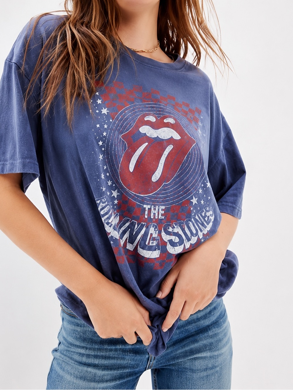 American Eagle Outfitters Navy Graphic Tee Rolling Stones
